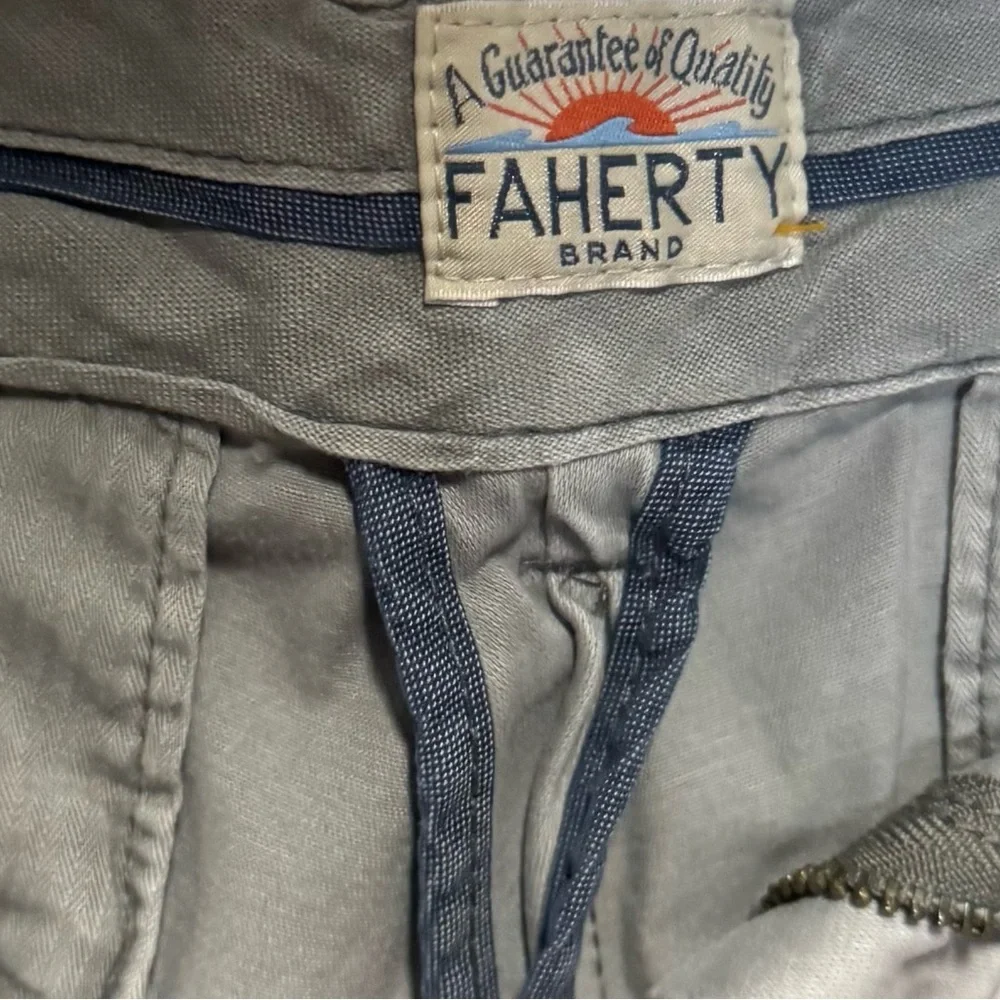 Faherty Light Gray Flat Front Shorts